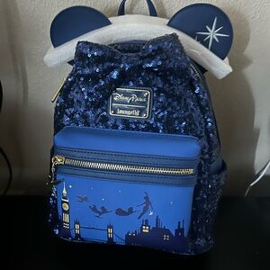 Loungefly Disney Parks Blue Sequin Backpack
